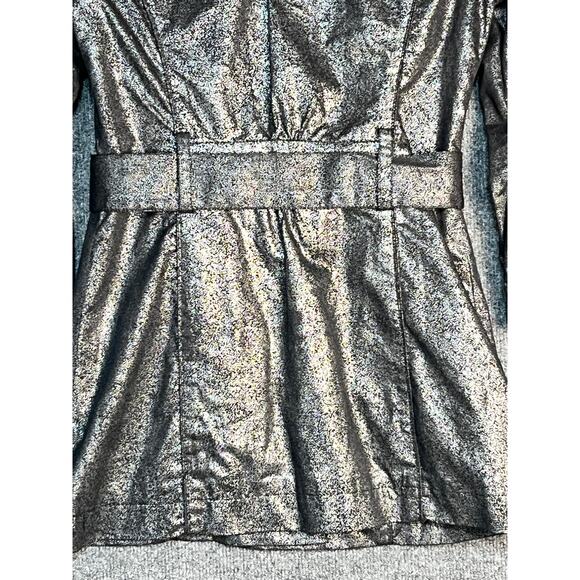 Guess Trench Coat Jacket Single Breasted Belted‎ Metallic Charcoal Gray Womens S - Picture 10 of 14